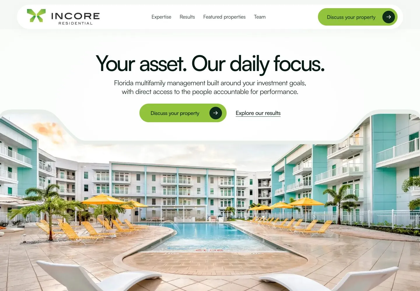 The incoreresidential.com home page