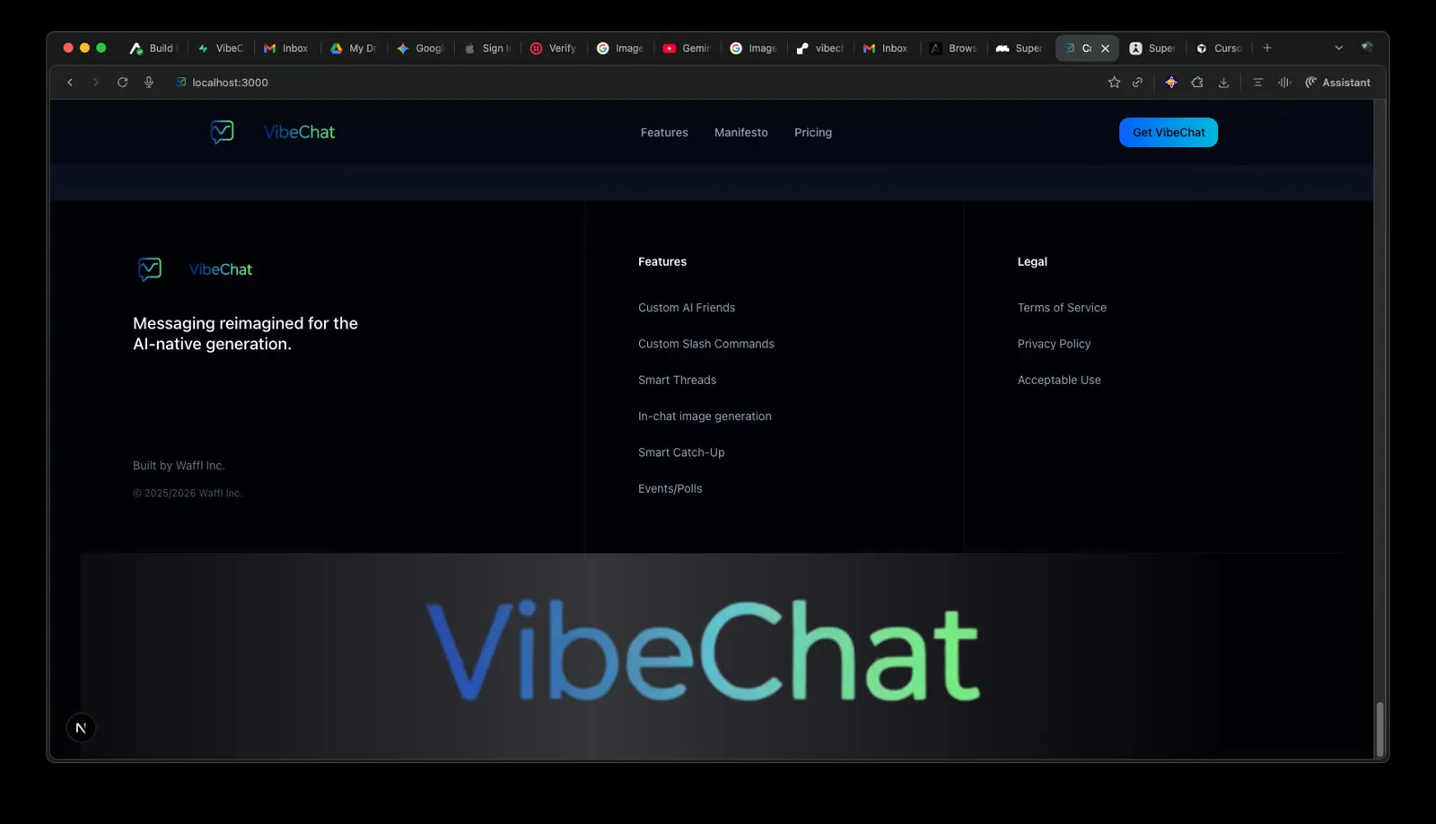 The VibeChat site: messaging reimagined for the AI-native generation